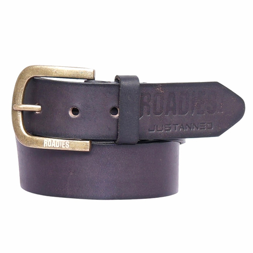 Men's Leather Round Rim Antique Brass Belt