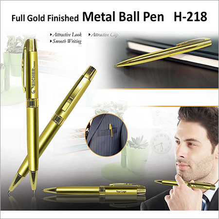 Full Gold Finished Metal Ball Pen - Metal, 14.5 cm | Lightweight 20-50g, Elegant Design for Smooth Writing & Perfect Gift for Special Occasions