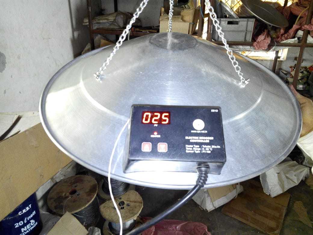 Electric Brooder - Steel, 600mm Dia Canopy, 125mm Height | Tough Infrared Heater, Fireproof Wiring, Easy Maintenance, 1 Year Warranty