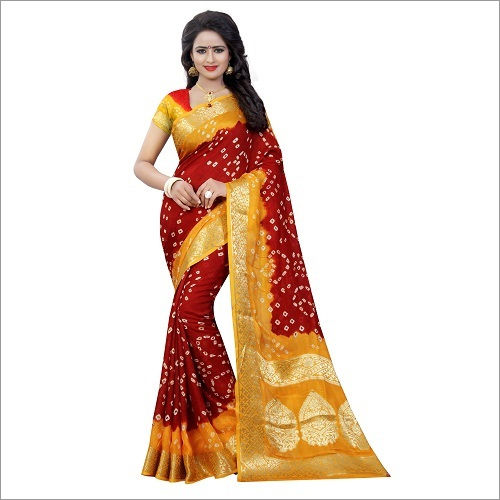 Rama Print Bandhani Saree