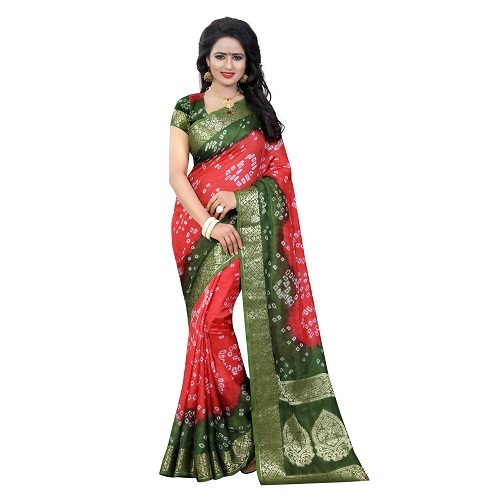 Rama Print Bandhani Saree