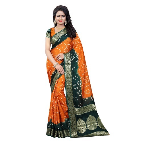 Rama Print Bandhani Saree