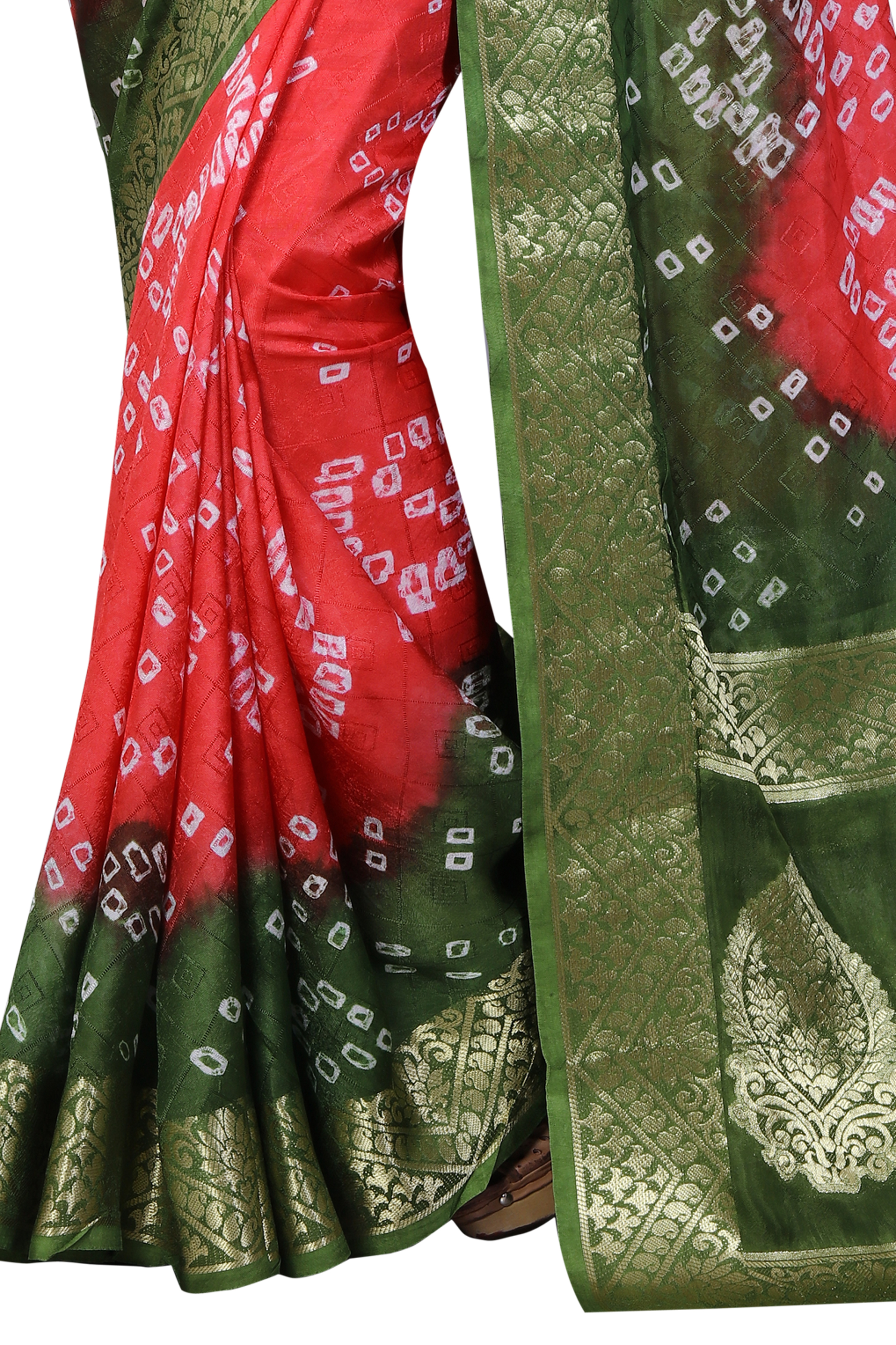 Rama Print Bandhani Saree