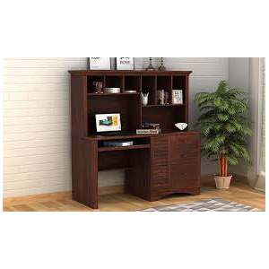 Wooden Study Table - 48" x 20" x 40", Brown Wood Finish, 4 Shelves for Books and Laptops, Eye-Catchy Design, Alluring Look, Perfect for Homes and Libraries