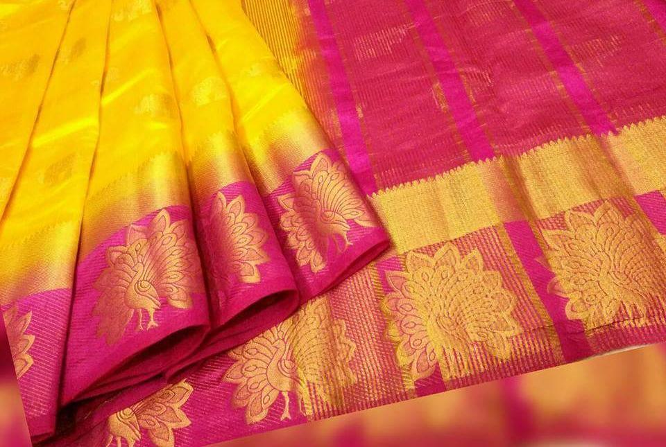 Designer Kanjivaram Saree - 5.5 Mtr Length, 0.8 Mtr Blouse | Pure Kanjivaram Silk In Vibrant Green, Pink, And Blue