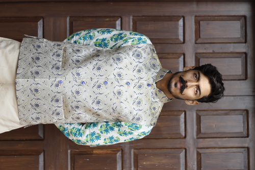 Dry Cleaning Printed Nehru Jacket