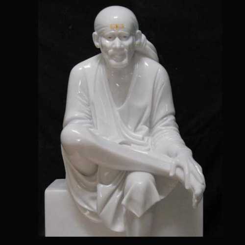 Sai Baba Statue - Marble, 12 Inch | Handmade, Eco-Friendly, Durable, Non-Toxic, Religious Style