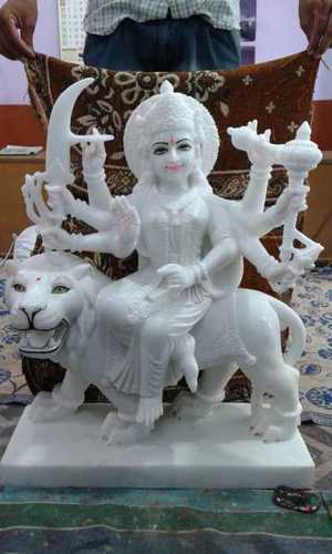 Marble Durga Statue - 9 Inch, Handmade Religious Figure | Durable, Easy To Clean, Water Resistant