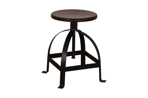 Iron Bar Stool - 7x7x4-8 Inches, Natural Wood Top with Smooth Glossy Finish and Precise Polishing | Elegant Indoor Bar Furniture by Cosmos Handicrafts
