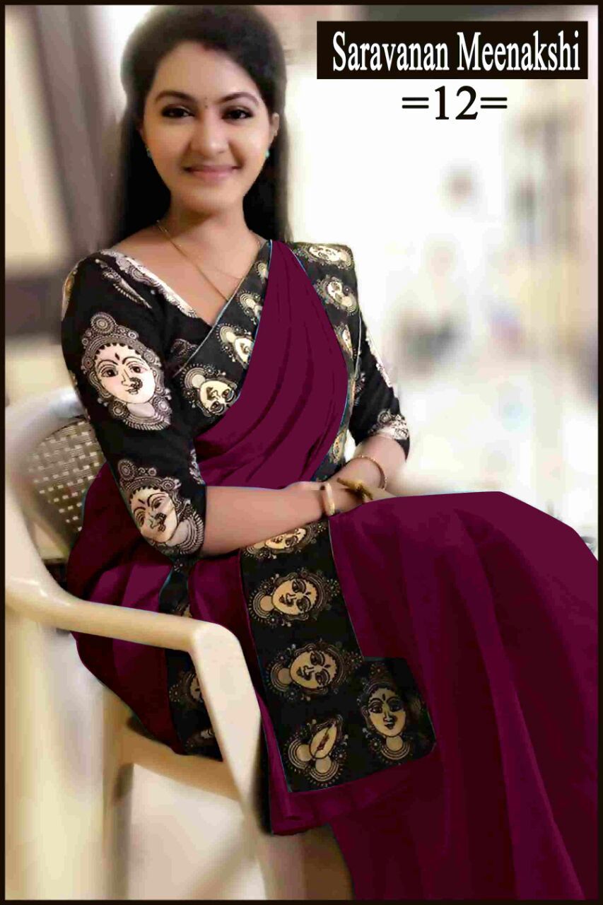 Chanderi Designer Saree - Art Silk 5.5 Mtr Length 0.8 Mtr Blouse Colors: Green Black Orange Pattern: Plain