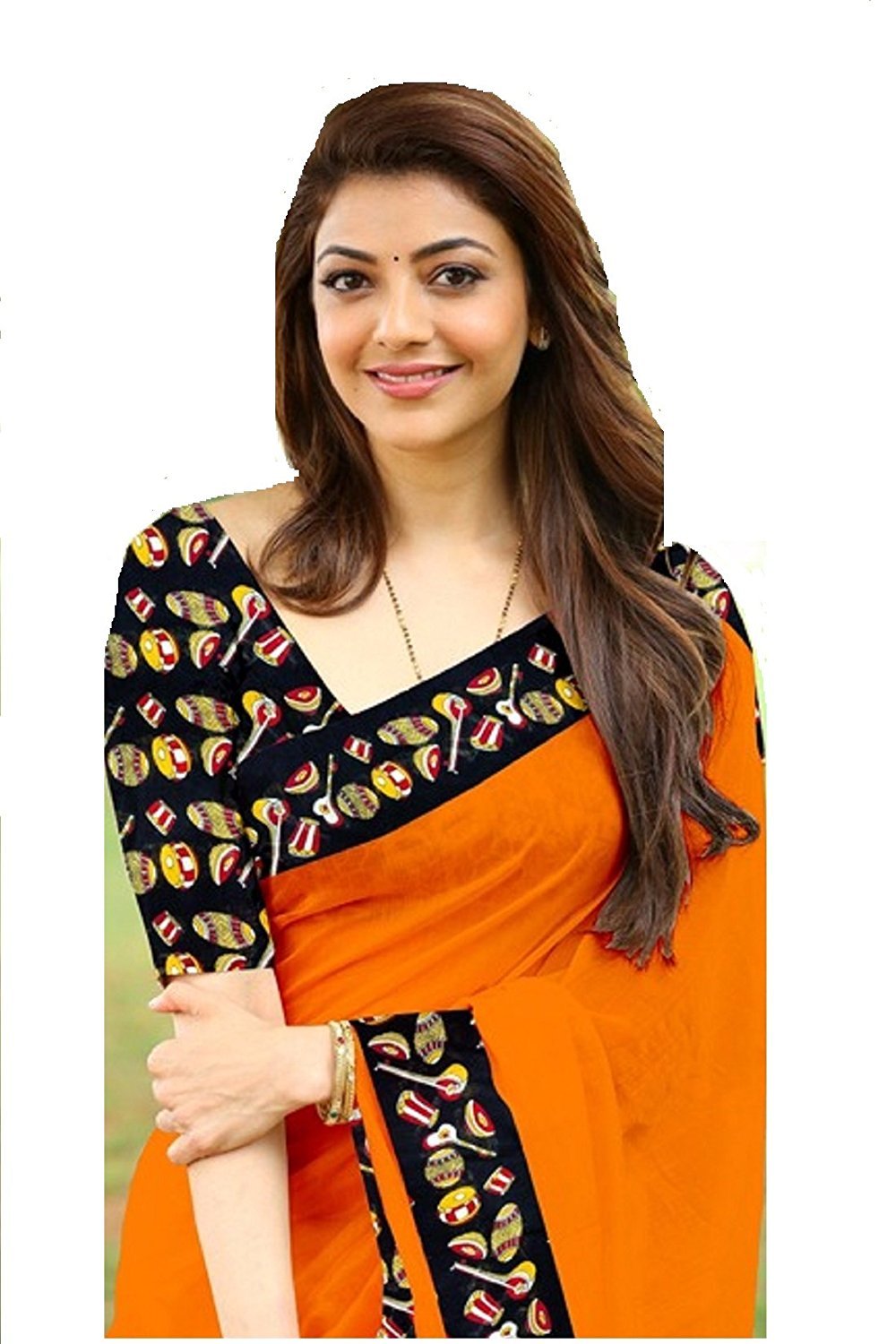 Chanderi Designer Saree - Art Silk 5.5 Mtr Length 0.8 Mtr Blouse Colors: Green Black Orange Pattern: Plain
