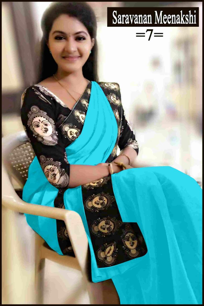 Chanderi Designer Saree - Art Silk 5.5 Mtr Length 0.8 Mtr Blouse Colors: Green Black Orange Pattern: Plain