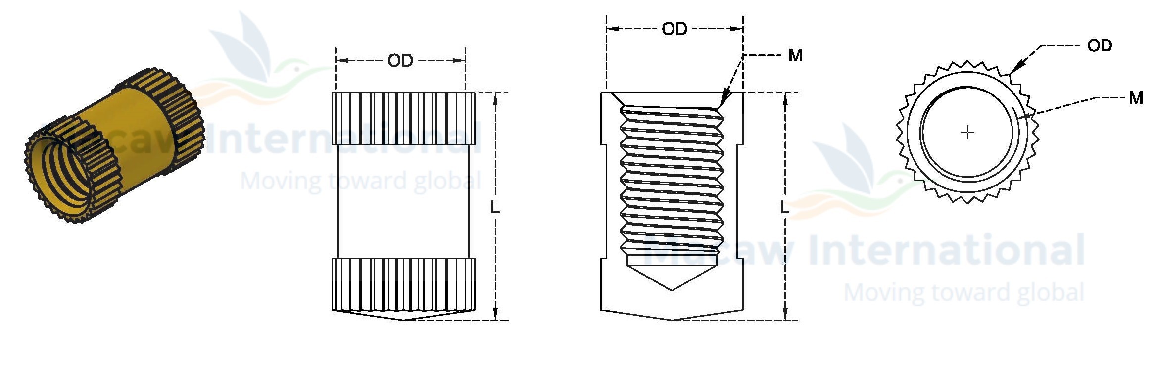 Brass Molding Insert Diameter: 3.35 -12 Millimeter (Mm)