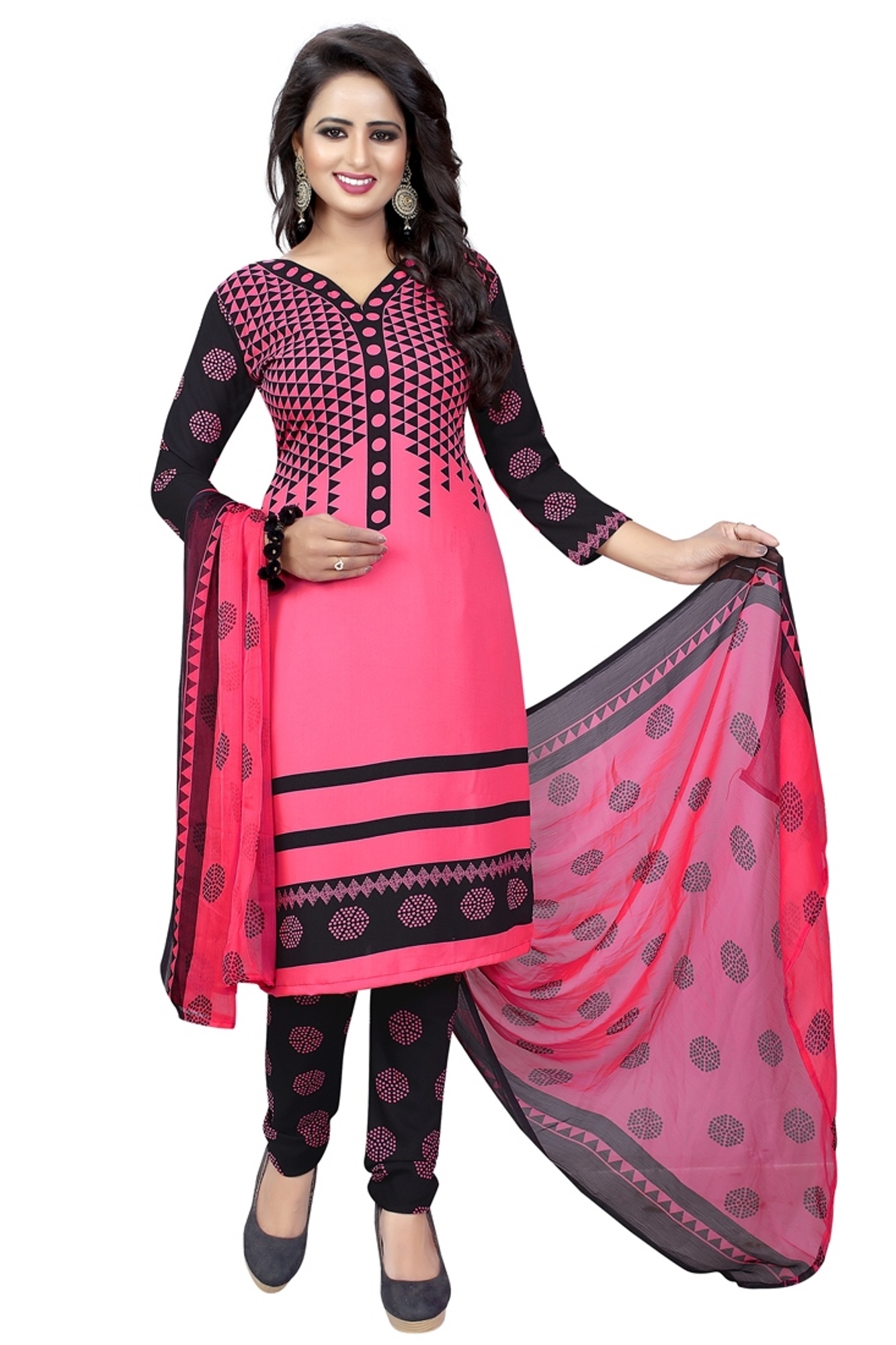 Ladies Wear Printed Crepe Dress Material - Crepe Length: 2.30 Mm Bust/hip Size: 2.10 Mm Color: Purple Pink Maroon Yellow Sand Pink | Casual Full Sleeves Elegant Ethnic Design