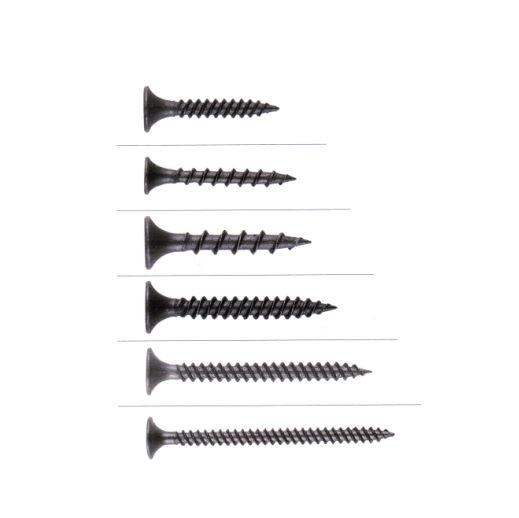 Black Phosphate Drywall Screw - Carbon Steel, 3.5x25mm, Matte Black Finish | Bugle Head, Fine Twinfast Thread, Needle Point, 1000pcs Box Packing