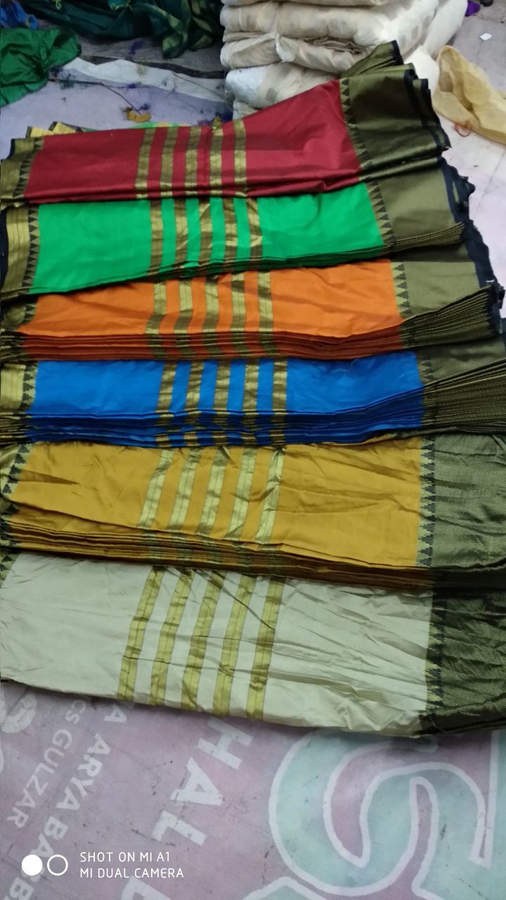 Cotton Pure Silk Saree - 5.5 Mtr Length, 0.8 Mtr Blouse | Color Options: Blue, Red, Black, Green, Grey, Printed Pattern, Cotton Silk Fabric