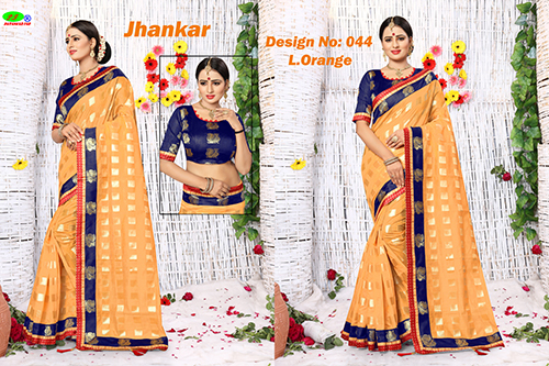 Red Poly Cotton Silk Saree