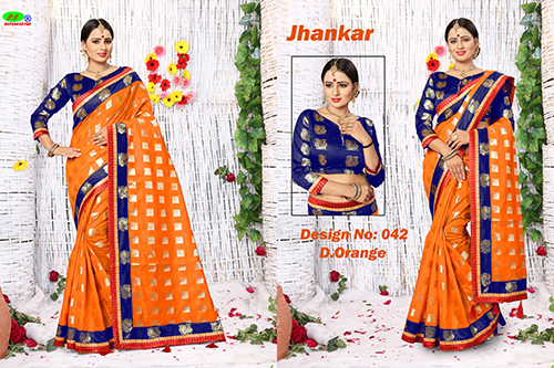 Red Poly Cotton Silk Saree