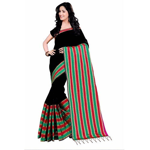 Wine Cotton Fancy Saree