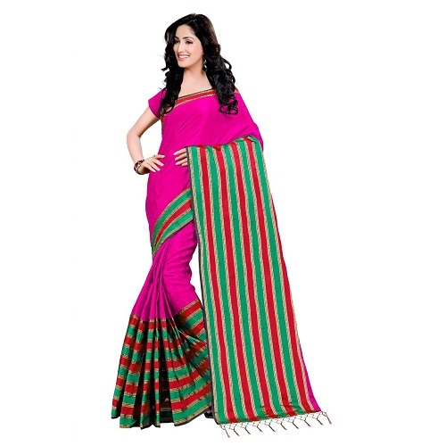 Wine Cotton Fancy Saree