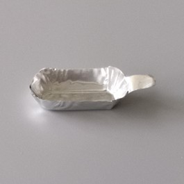 Rectangle Micro Aluminum Weighing Boat - 25mm L X 7mm W X 7mm H, 100% Pure Aluminum Foil, Grey Color With Handle, 1120µl Capacity