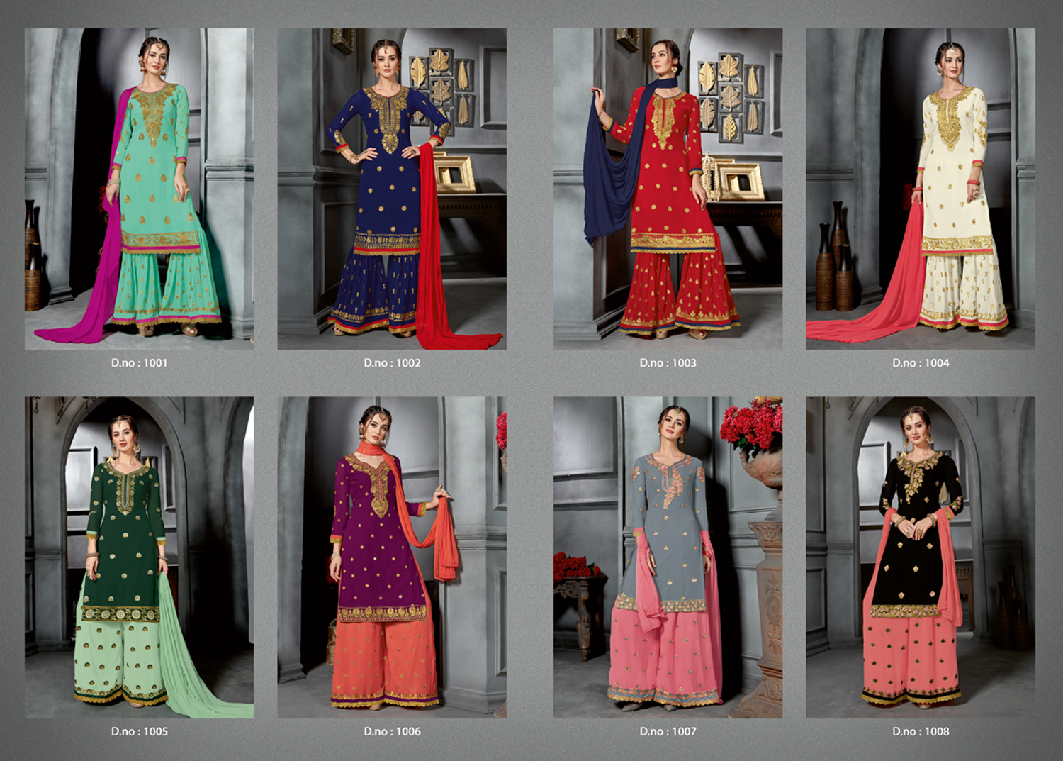 Designer Suit - Georgette, Full Sleeves, Embroidered | Indian Ethnic Style With Stone Decoration And Our Logo
