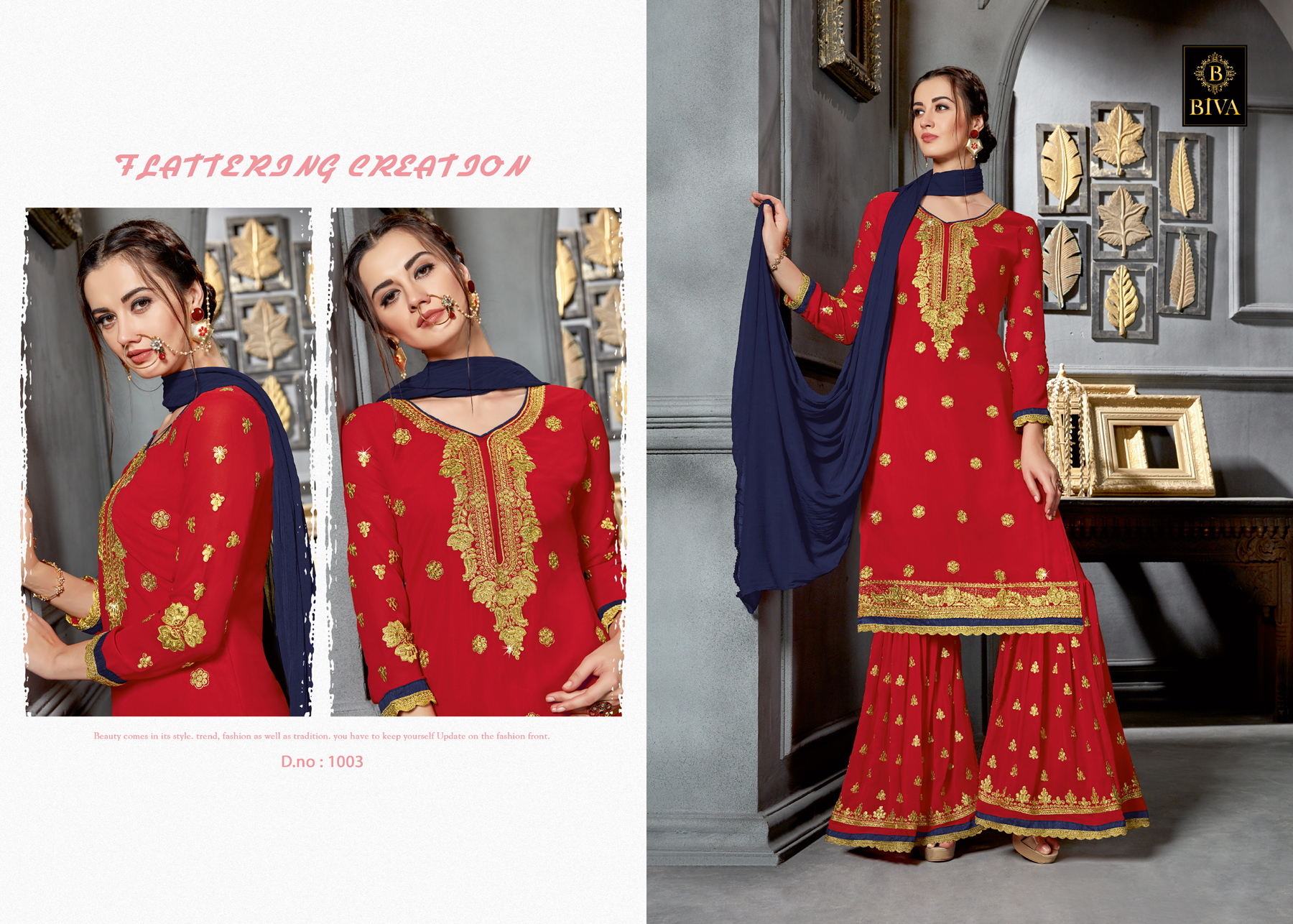 Designer Suit - Georgette, Full Sleeves, Embroidered | Indian Ethnic Style With Stone Decoration And Our Logo