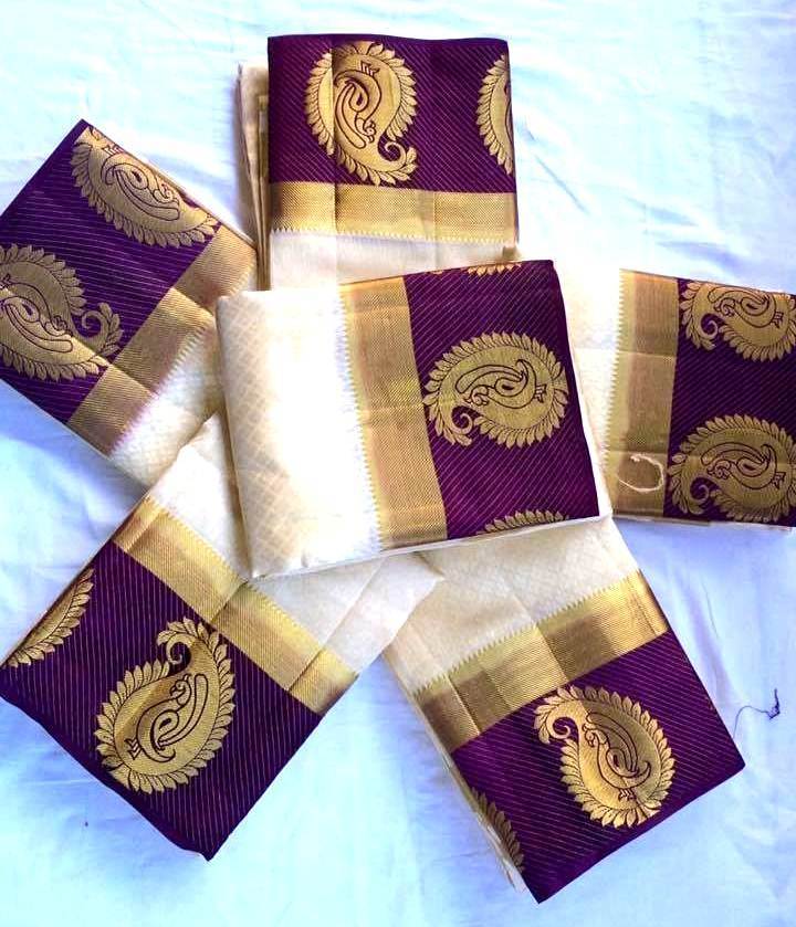 Kanjivaram Designer Saree - Kanjivaram Silk, 5.5 Mtr Length, 0.8 Mtr Blouse | Elegant Color Combinations Of White Red, White Purple, Rama Pink, Yellow Pink, Blue