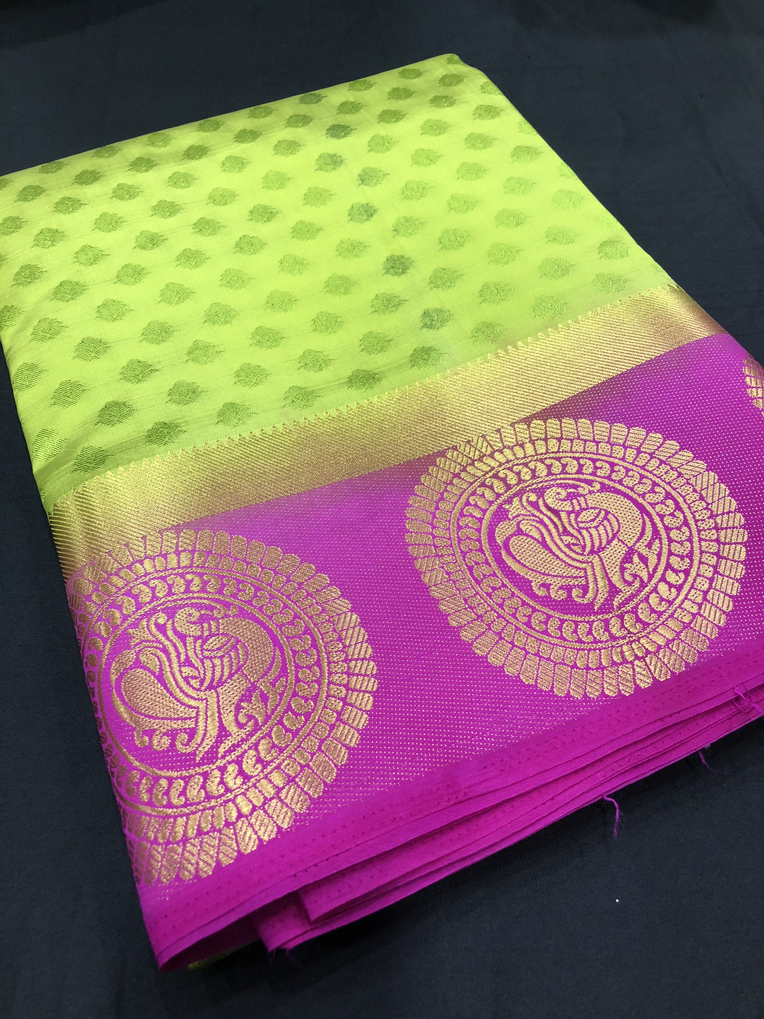 India Silk Saree - 5.5 Mtr Length, 0.8 Mtr Blouse, Art Silk Material, Available In Green, Pink, Blue, White, Yellow, Purple, Black, Orange | Plain Pattern, Suitable For All Seasons