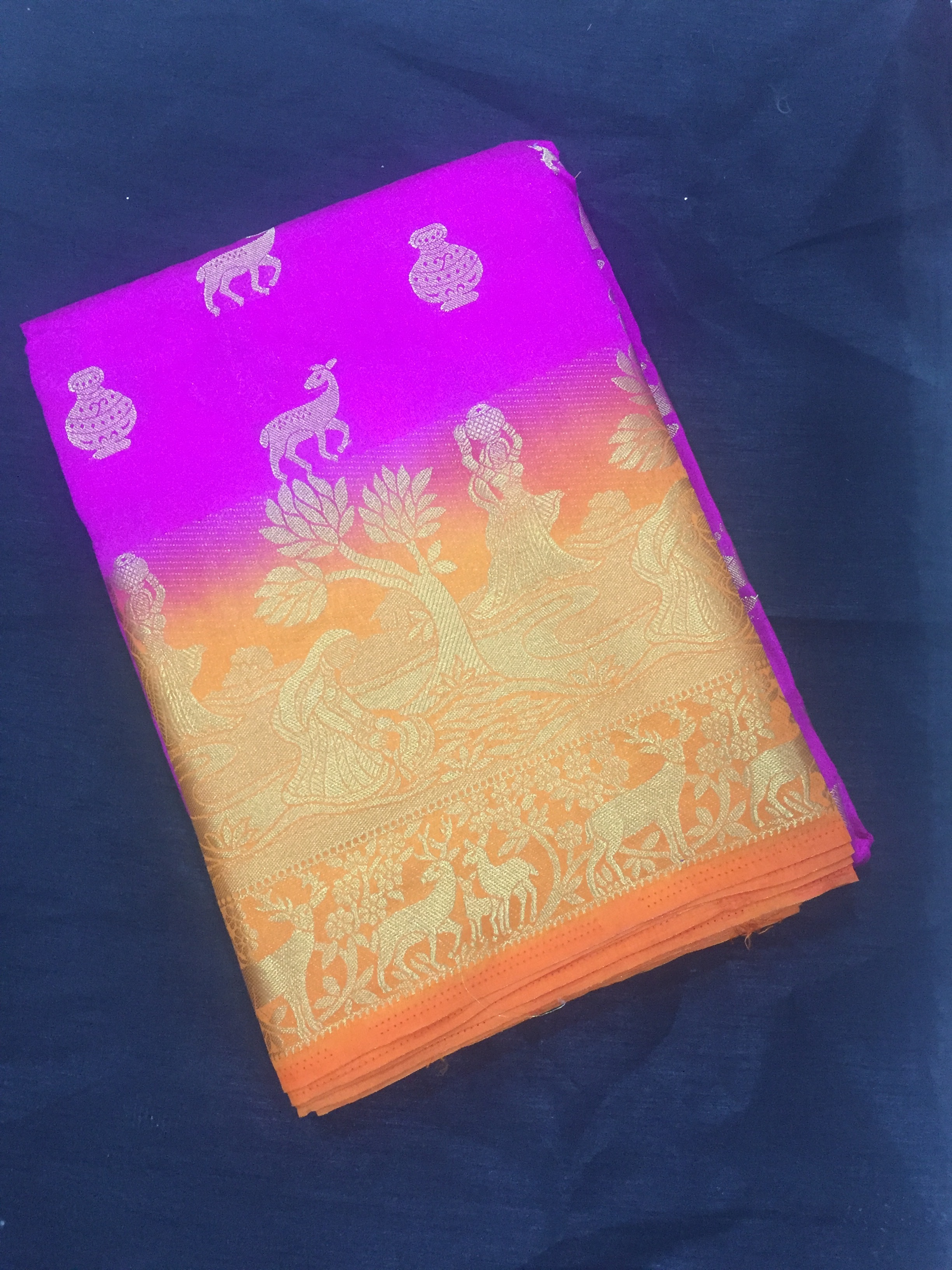 Kanjivaram Silk Saree - 5.5 Mtr Length, 0.8 Mtr Blouse | Art Silk Fabric, Printed Design, Available In Red, Black, Pink, White, Blue