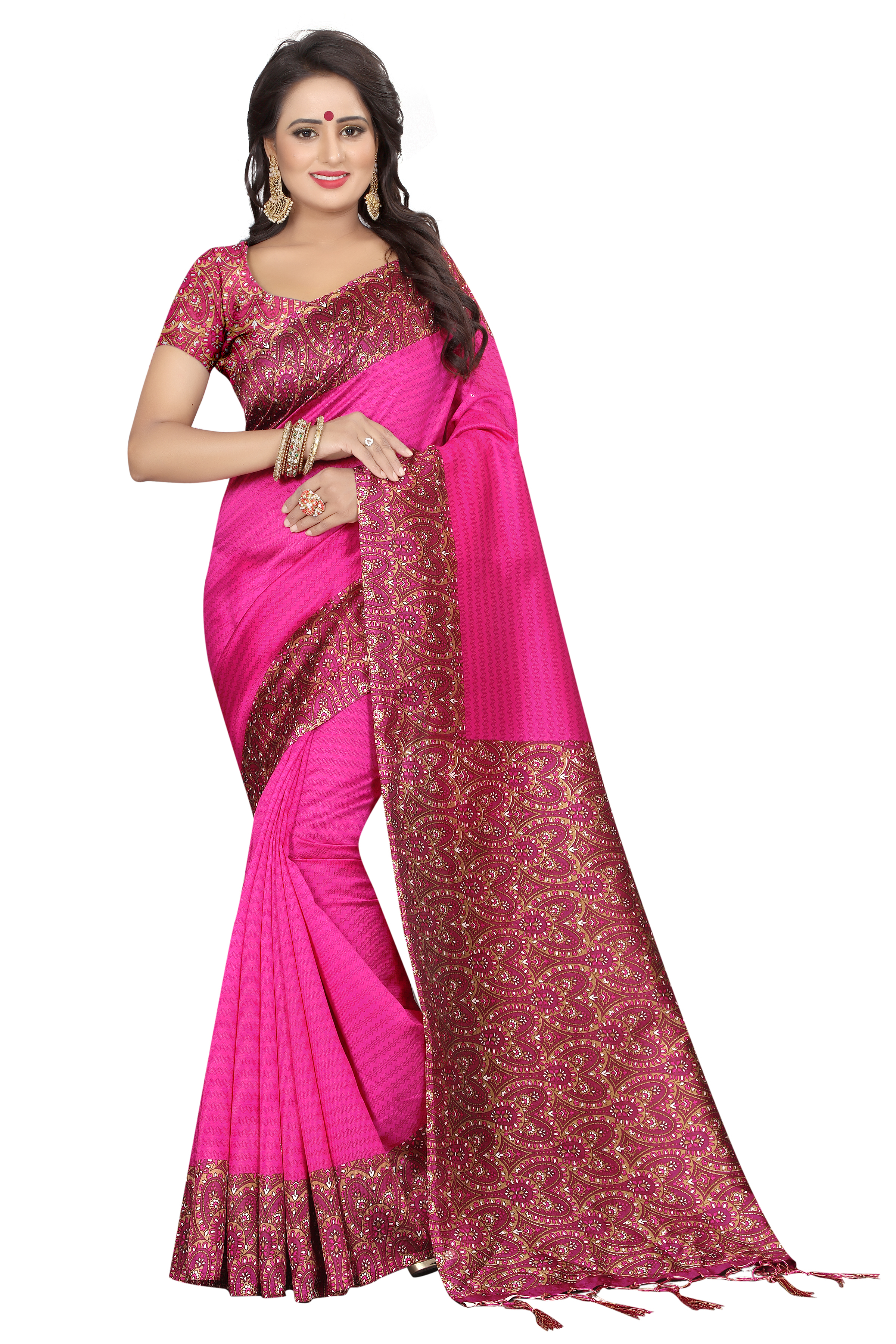 Mysore Art Silk Saree - Mysore Silk, 5.5 Mtr Length, 0.8 Mtr Blouse | Printed Pattern, Available In Black, Green, White, Yellow, Red
