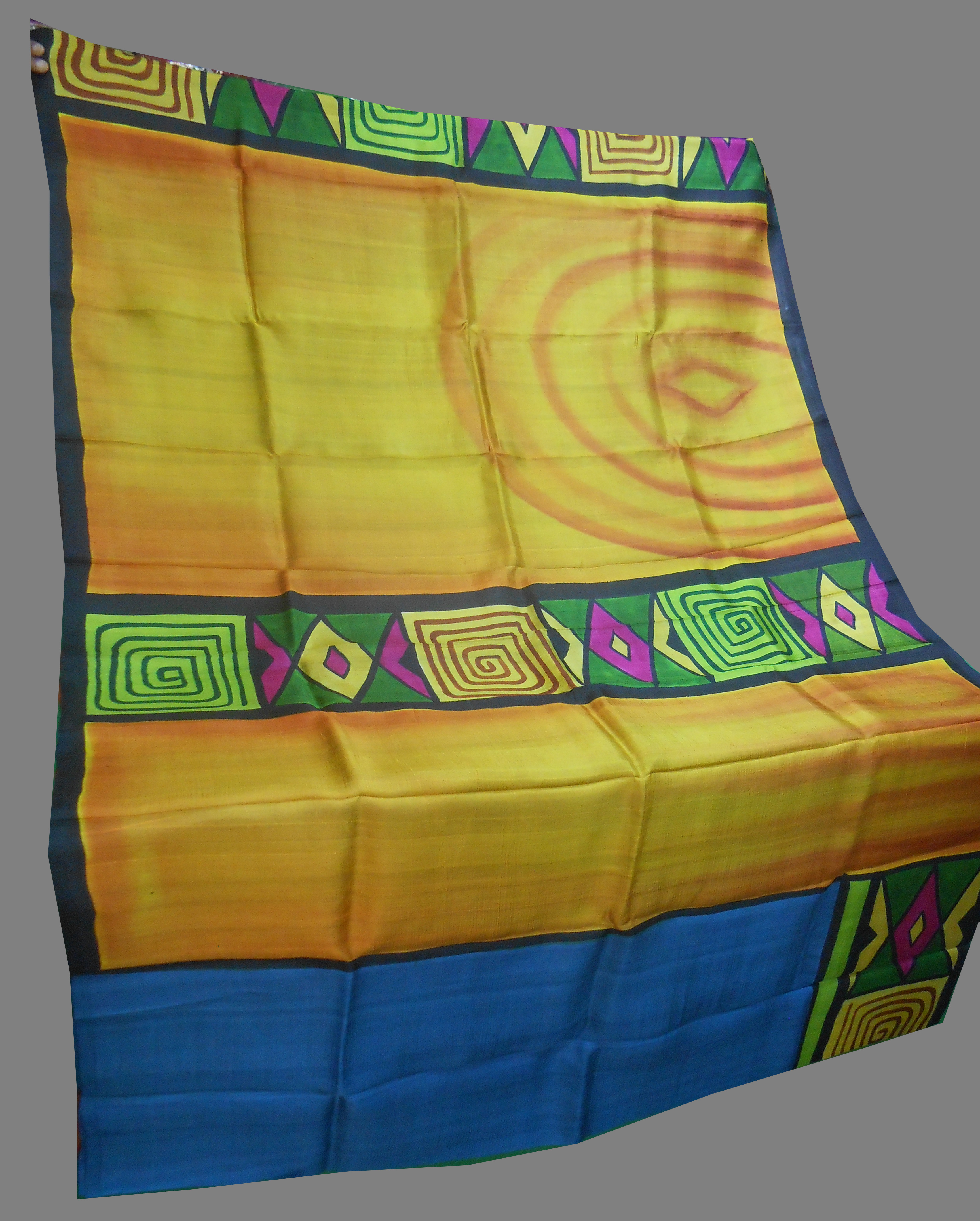 Ladies Silk Saree - Printed Silk Material | Elegant Gray Bengali Style Design