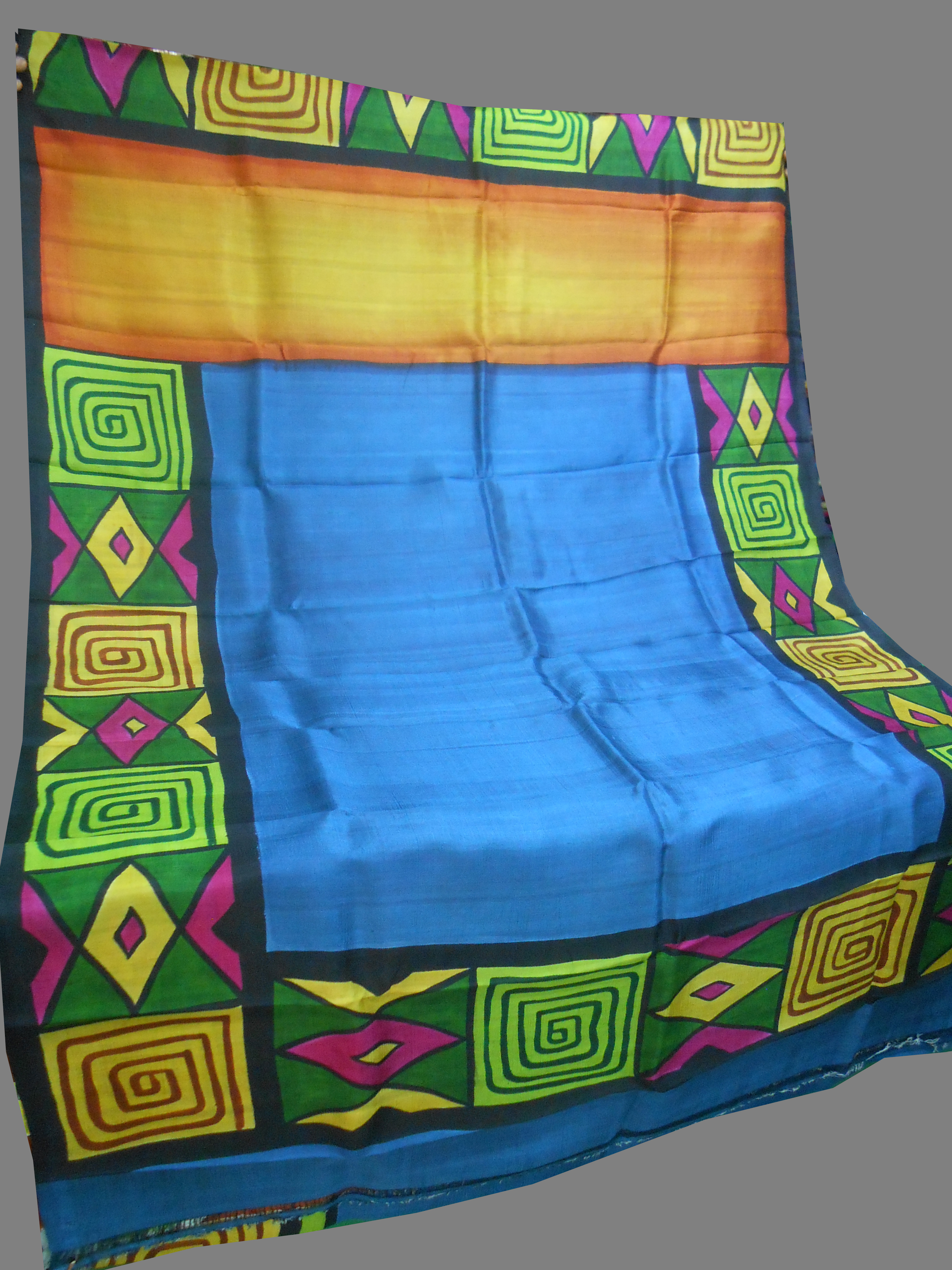 Ladies Silk Saree - Printed Silk Material | Elegant Gray Bengali Style Design