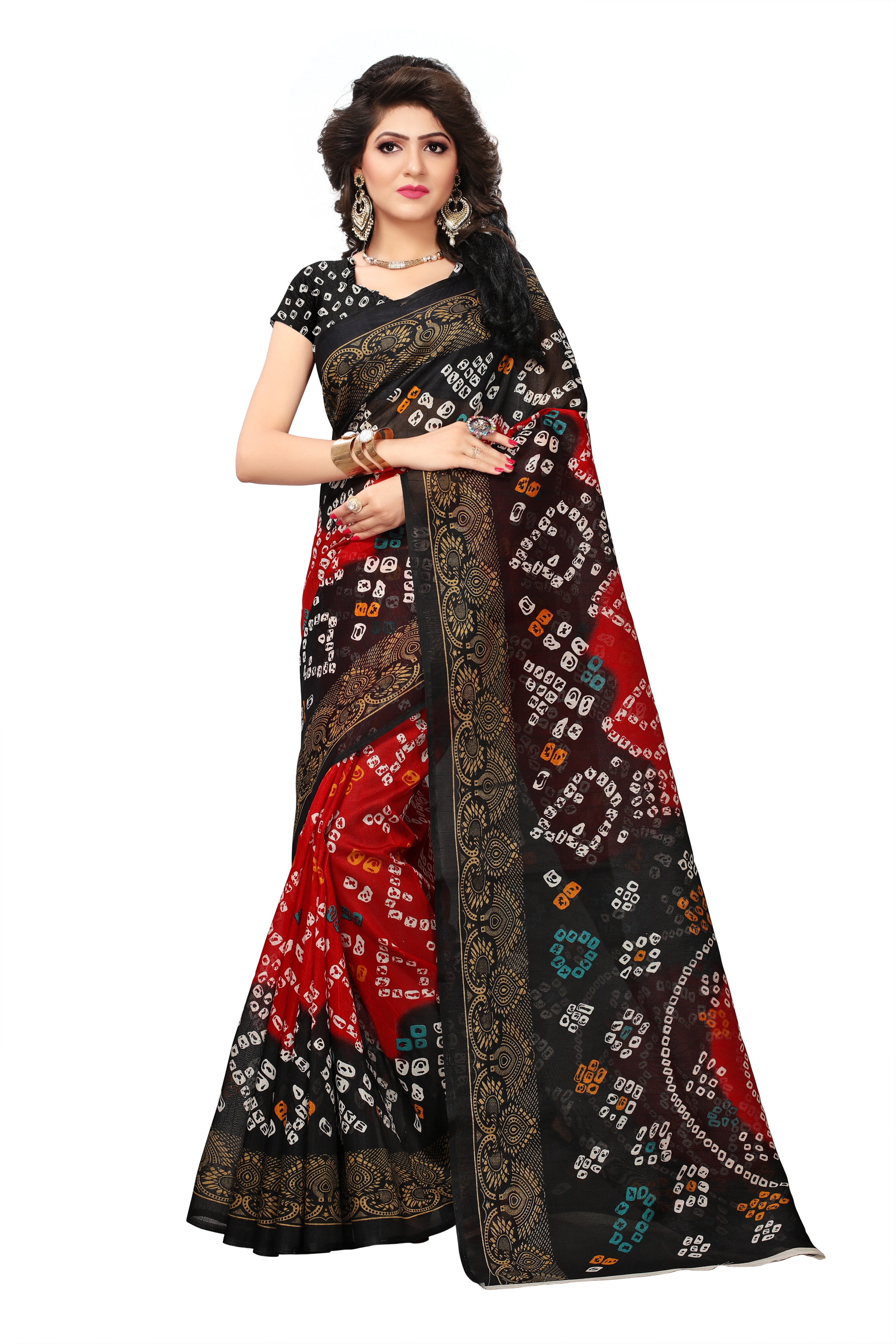 Bhagalpuri Fancy Designer Sarees - Bhagalpuri Silk 5.5 Mtr Length 0.8 Mtr Blouse | Printed Patterns Available In Yellow Green Blue Red Pink