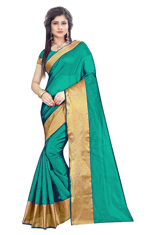 Cotton Silk Saree - Length 5.5 Mtr Blouse Length 0.8 Mtr | Colors: Orange Black Blue Red Purple Material: Cotton Silk Pattern: Plain