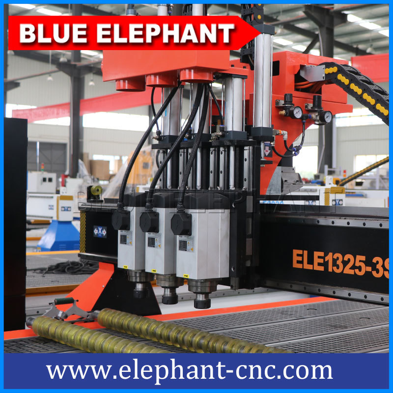 Metal 1325 Pneumatic System Three Spindles Cnc Router For Wood Furniture