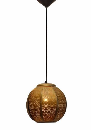 Hanging Moroccan Lantern - Metal, 30x15 Cm | Traditional Design With Intricate Patterns, Fluorescent Light Source, Elegant Warm Glow