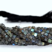 Gray Natural Labradorite Stone Faceted Cube 3d Box Beads at Best