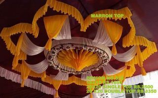 Wedding Ceiling Decorations for Parties - Polyester Fabric, 15x15/20x20 Size, Yellow Color | Floral Shape, Easy Installation, Ideal for Tent & Event Decor