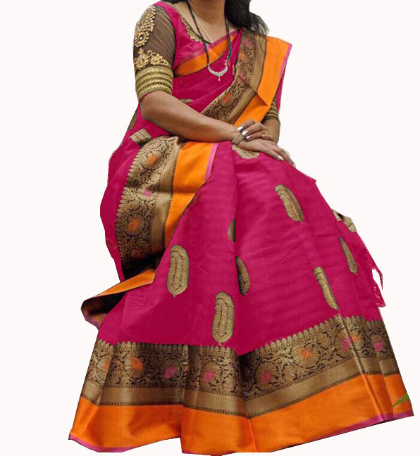 Bhagalpuri Silk - 5.5 Mtr Saree With 0.8 Mtr Blouse | Printed Cotton Silk In Vibrant Yellow, Green, Blue, Red, Pink Shades