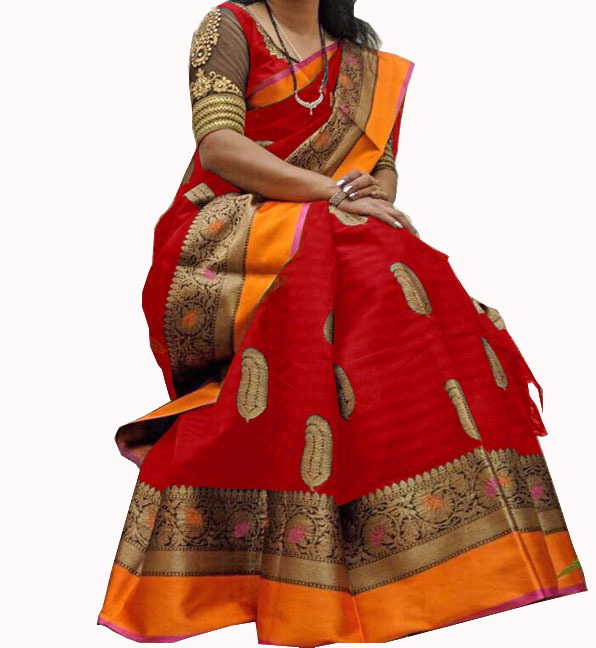 Bhagalpuri Silk - 5.5 Mtr Saree With 0.8 Mtr Blouse | Printed Cotton Silk In Vibrant Yellow, Green, Blue, Red, Pink Shades