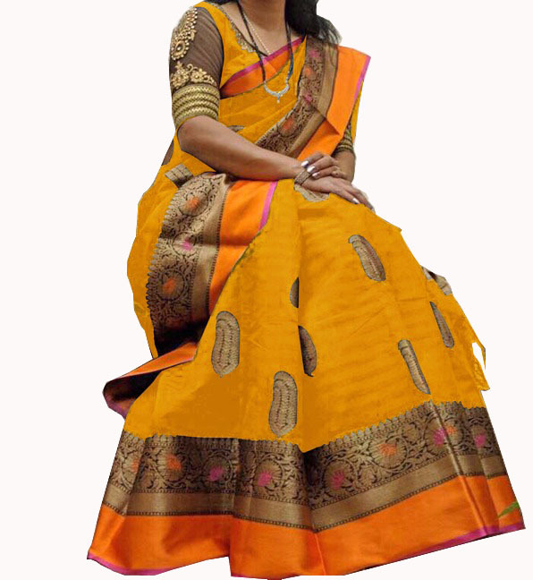 Bhagalpuri Silk - 5.5 Mtr Saree With 0.8 Mtr Blouse | Printed Cotton Silk In Vibrant Yellow, Green, Blue, Red, Pink Shades