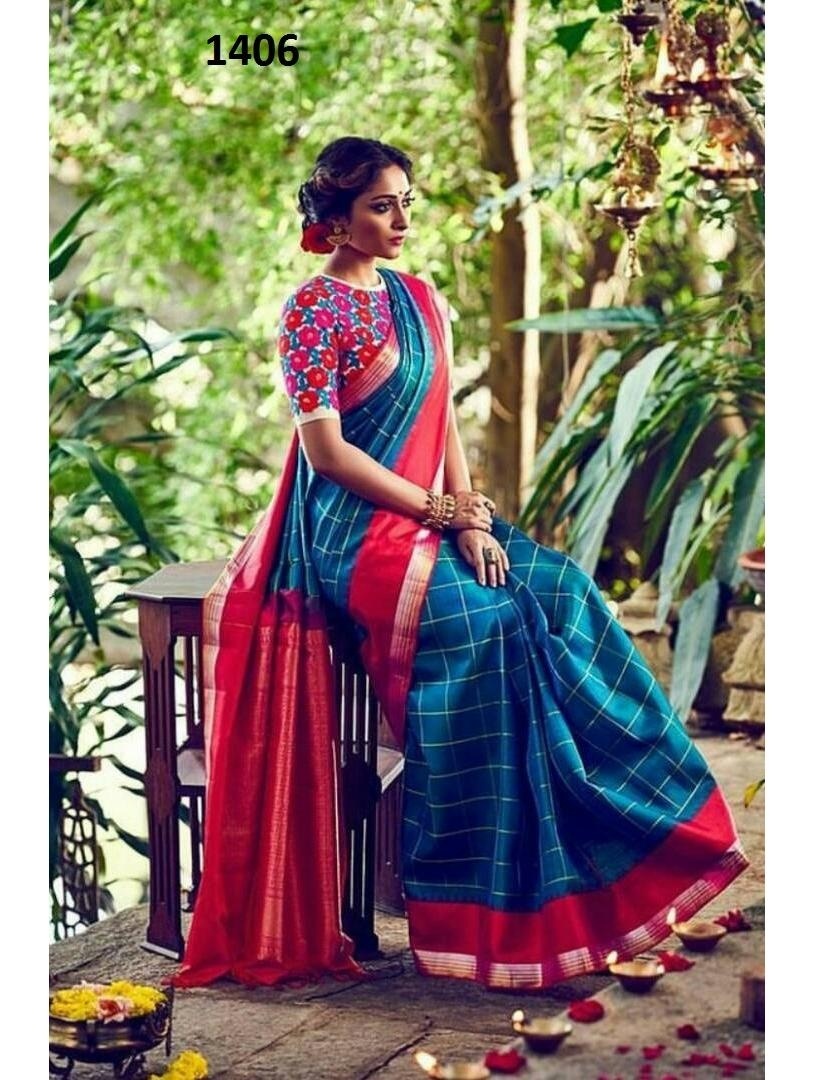 Beautiful Printed Bhagalpuri Sarees - Bhagalpuri Silk, Length: 5.5 Mtr, Blouse Length: 0.8 Mtr | Colors: Blue, Pink, Yellow, Fabric Type: Art Silk, Cotton Silk, Pattern: Printed, Seasons: Rainy, Spring, Summer, Winter
