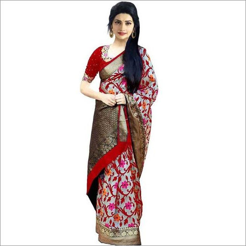 Black Fancy Printed Bhagalpuri Silk Sarees