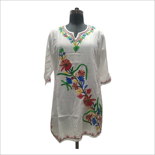 White Ladies Cotton Bale Long Blouse/Kurti