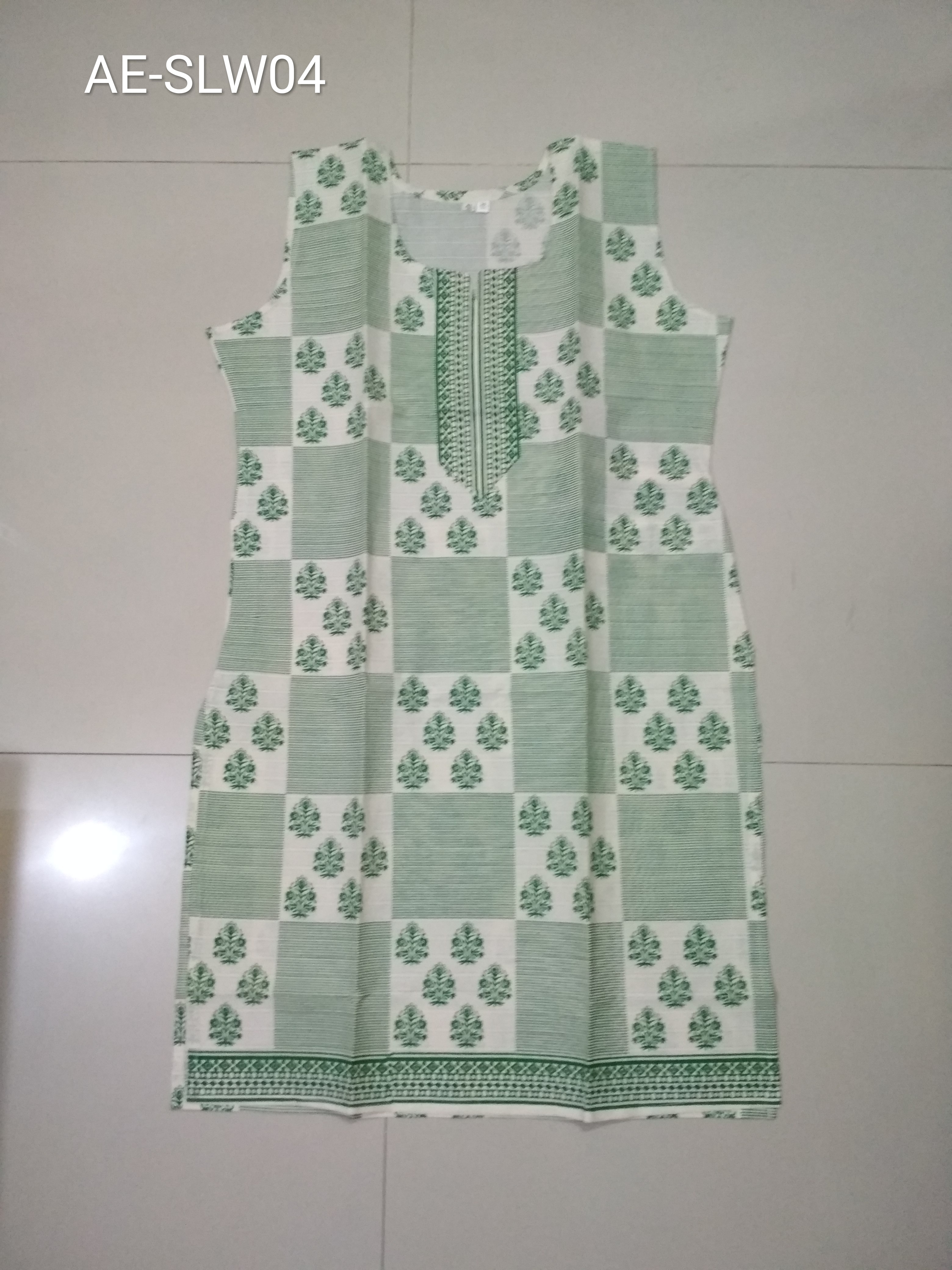 South Cotton (Handloom) Half Kurtis 36" Length - Cotton, Bust Size 40-44 Inch, Sleeveless, Printed Pattern, Breathable & Washable, Available In L, Xl, Xxl