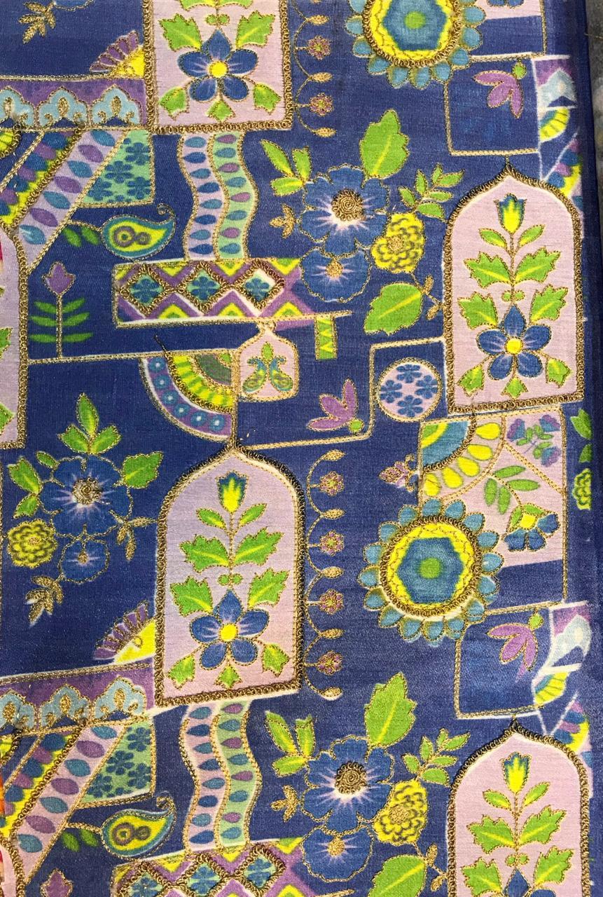 Embroidery Work With Digital Printed Fabric