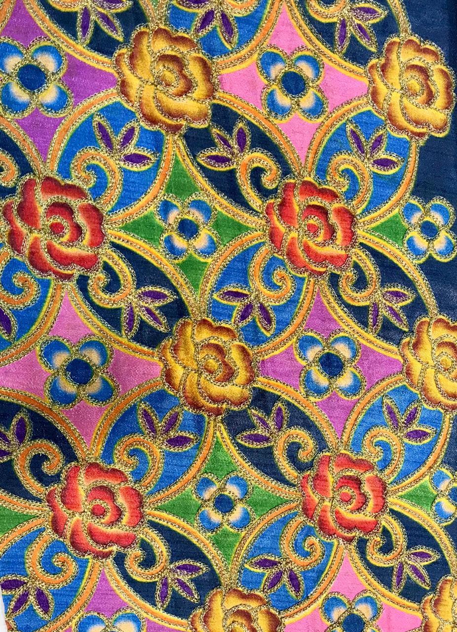 Digital Printed Fabric With Embroidery Work