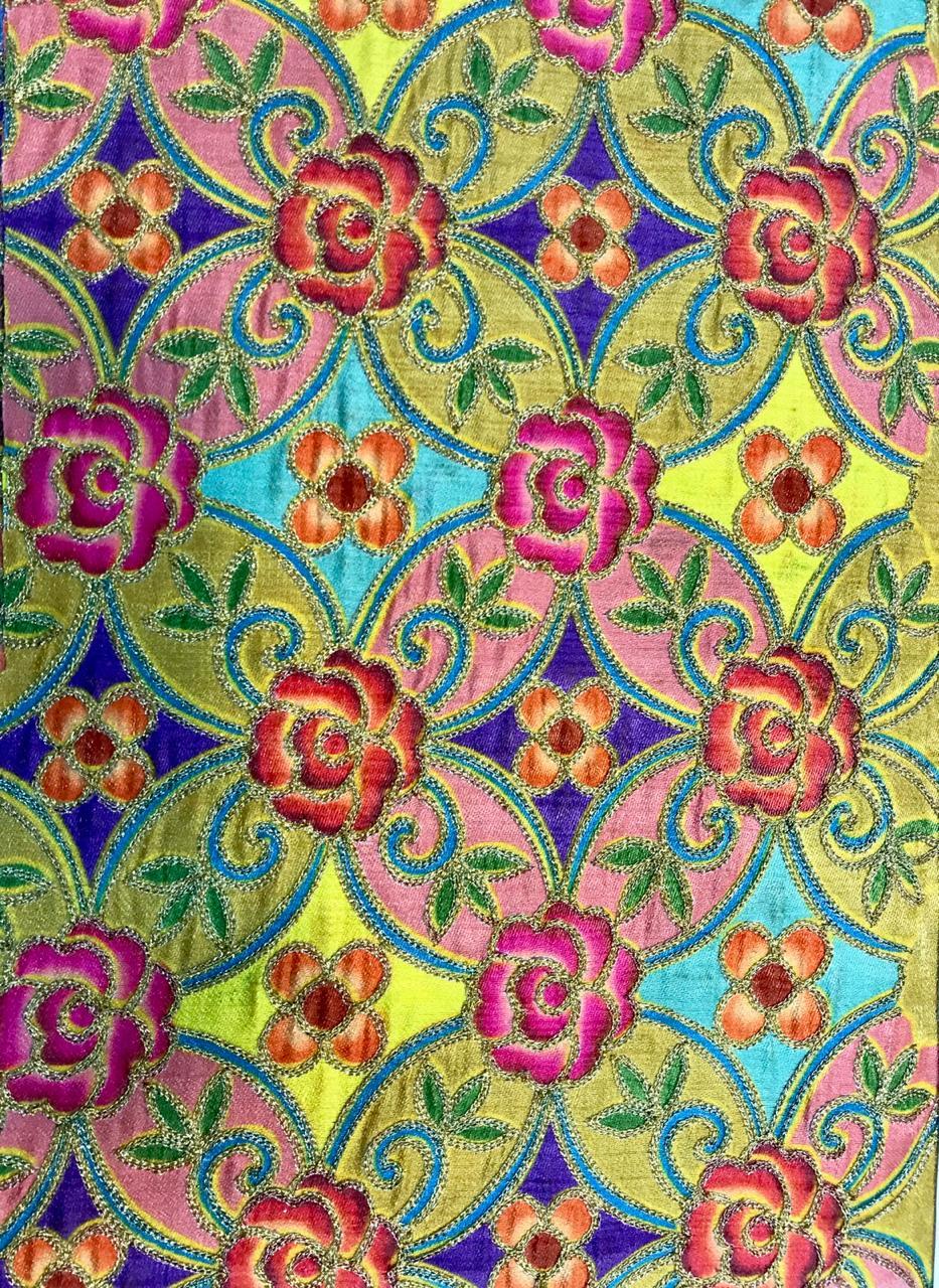 Digital Printed Fabric With Embroidery Work