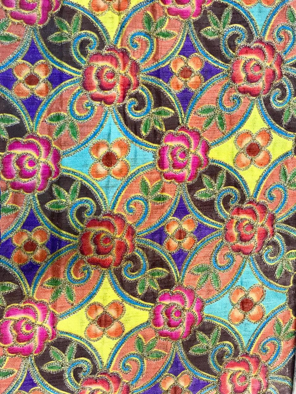 Digital Printed Fabric With Embroidery Work